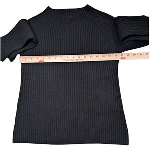 Women 'S Max Mara Black Ribbed Knit Sweater - Made in Italy - Wool Blend -
